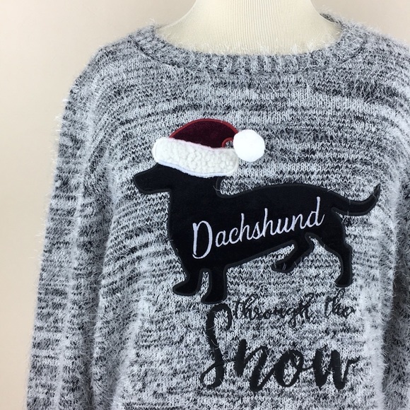 Verve Ami Sweaters - Dachshund Through The Snow Holiday Sweater NWT